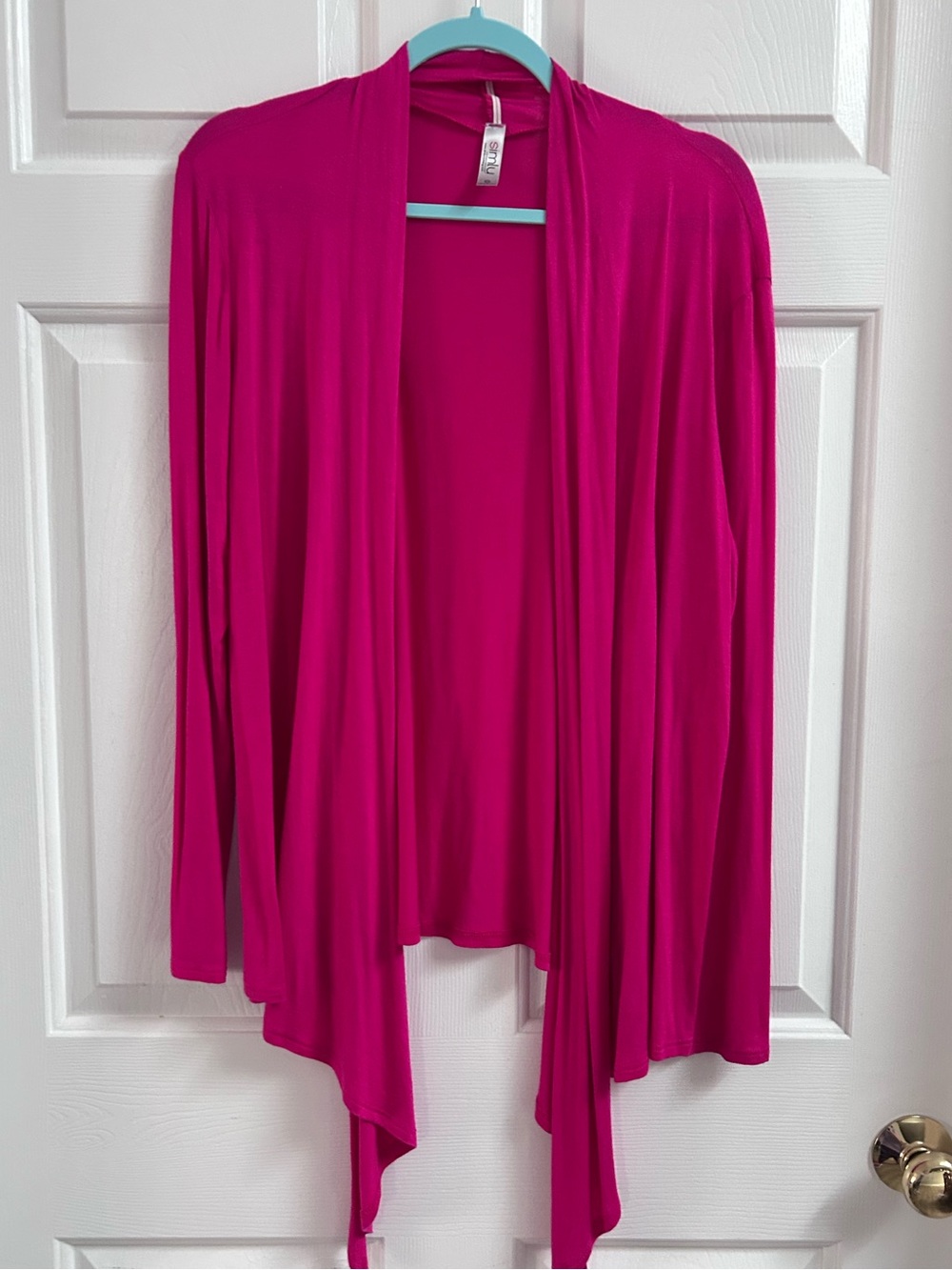 Open-Front Draped Cardigan in Fuchsia Pink